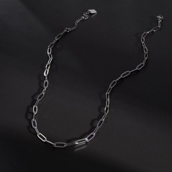 PALERMO Essential Silver Chain Link Paper-Clip Necklace - Picture 4 of 8